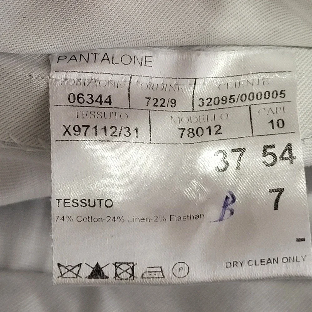Canali Drerss Pants Trousers Mens 37x30 Navy Blue Cotton Linen Check Italian